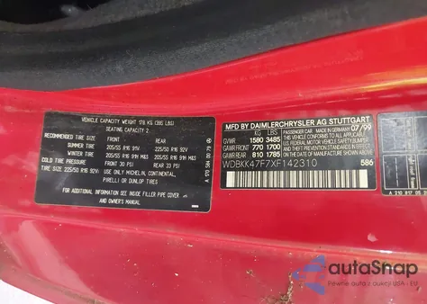1999 Mercedes-Benz Slk 230 Kompressor from USA, damaged, VIN WDBKK47F7XF142310